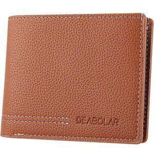 ⚡Men Brown PU Material 4 Credit Card Holder 2 Money Pocket Clear Window Suitable